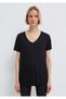 V-Neck Black Basic Viscous T-Shirt Loose Fit / Loose Relaxed Fit 166775 -900 - 3