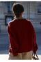 Burgundy Crew Neck Oversized Women's Knit Sweater - 2