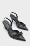 Gisela Mid-Heeled Metal Studded Bow Open-Back Women's Shoes - 2