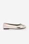 Women's Daily Ballet Flats Round Nose Ballerina Ballet Flats Adusa Gold Snake - 3