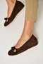 Y250750702 Brown Suede Low Wedge Sole Women's Shoes - 3