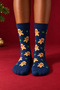 Unisex Ginger Breadman Patterned Christmas Themed Socks Navy Blue - 2