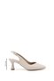 Women's Cream Pointed Toe Goblet Heel Open Back Shoes - 3