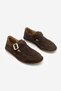 Women's Genuine Leather Loafers with Strap Masculine Casual Shoes Zepar Brown Suede - 7