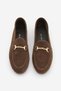 Women's Genuine Leather Chain Loafer Bitter Brown Casual Shoes Tanle Brown Suede - 7