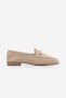 Women's Genuine Leather Chain Loafer Casual Shoes Tanle Beige Suede - 3
