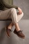 Women's Genuine Leather Lace-Up Loafer Casual Shoes Enita Brown Suede - 6