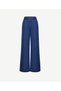High Waist Wide Leg Denim Trousers with Braided Belt Detail - 4
