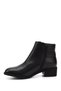 Women's Black Zippered Thick Heeled Genuine Leather Boots - 6
