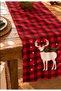 Red Christmas Plaid And Deers Patterned Quality Velvet Fabric 45x140 Cm Decorative Runner - 3