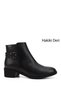 Women's Black Zippered Thick Heeled Genuine Leather Boots