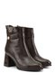 Women's Brown Zippered Thick Heeled Boots - 5