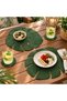 2-Piece Leaf Design Felt Coffee Food Serving American Plate & Cutlery