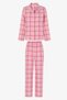 Pink Cozy Pink Cotton Checked Plaid Long Sleeve Button up Shirt Pants Pajama Set - 6