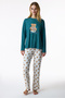 Green Happy Bear Long Sleeve Pajama Top - 2