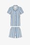 Striped Pointel Cotton Short Sleeve Buttoned Shirt Shorts Pajama Set - 3