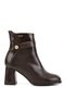 Women's Brown Zippered Thick Heeled Boots