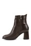 Women's Brown Zippered Thick Heeled Boots - 6