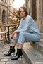 Woman's black zippered thin heeled boots - 4