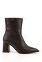 Women's Brown Zippered Thick Heeled Boots