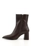 Women's Brown Zippered Thick Heeled Boots - 6