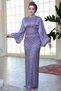 Beaded Lilac Hijab Evening Dress 4961Lila - 2