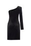 Women's Black Velvet Textured One-Shoulder Mini Dress - 6