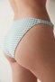 Mint Green White Checkerboard Patterned Greenlake Side Piping Detailed Bikini Bottom - 4