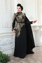 - Beaded Black Hijab Evening Dress 51423S - 3