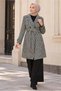 Crow Patterned Belted Coat 90312 - 2