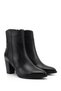 Women's Black Zippered Pointed Toe Genuine Leather Boots - 4