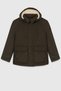 Boy's Khaki Color Detachable Hooded Coat