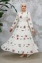 Embroidery Patterned Ecru Hijab Dress 45541E