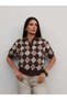 Kurzarm-Strickpullover mit Baklava-Muster - 2