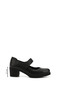Women's Black Medium Thick Heeled Genuine Leather Shoes - 3