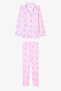 Light Pink Girls' Kuromi Friends Long Sleeve Cotton Shirt Pajama Set