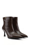 Women's Brown Zippered Thin Heeled Boots - 5