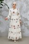 Embroidery Patterned Ecru Hijab Dress 45541E - 4
