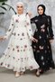 Embroidery Patterned Ecru Hijab Dress 45541E - 6