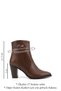 Women's Brown Antique Zippered Pointed Toe Genuine Leather Boots - 3