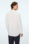 Men's White Linen Trend Plain Regular Fit Button-Down Collar Shirt - 4