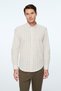 Men's Beige Cotton Trendy Plaid Dynamic Fit Button-Down Collar Shirt