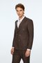 Men's Brown Linen Trend Striped Slim Fit Pointed Collar Double Breasted Suit - 3