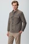 Men's Light Brown Trend Short Quilted Shirt Coat - 2