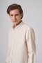 Men's Beige Cotton Trendy Striped Regular Fit Button-Down Collar Shirt - 2