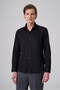 Men's Black Polyester Trend Slim Fit Full Italian Collar Shirt