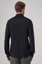 Men's Black Trendy Plain Slim Fit Full Italian Collar Relaxible Shirt - 5