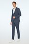 Men's Navy Blue Polyviscon Trend Striped Slim Fit Mono Collar Suit - 3