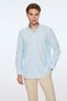 Men's A. Blue Linen Trendy Striped Regular Fit Button-Down Collar Shirt - 4