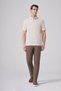 Men's Beige Trend Knitted Linen Dynamic Fit Polo Collar Tshirt - 3